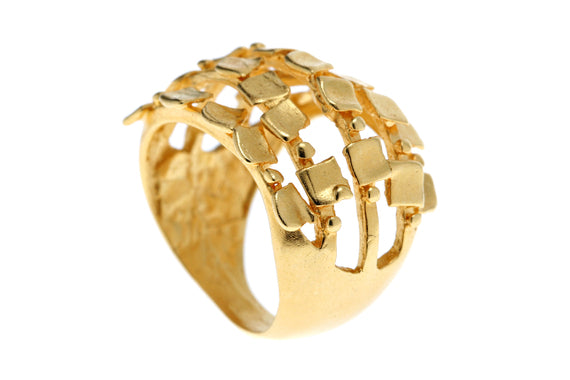 Crystal-Snowflake Golden Statement Ring