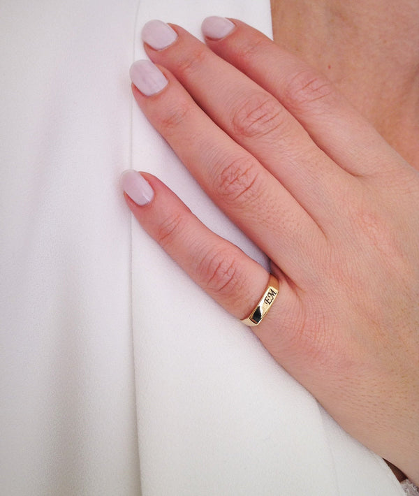 Joy-Personalized Symbols & Initials Golden Pinky Signet Ring