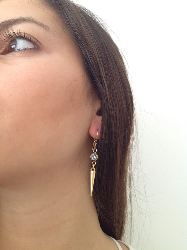 Sabrina- Long Dangle Druzy Stone Earrings